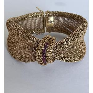 4340- Soft Bracelet Knot Yellow Gold Ruby