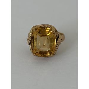 7629- Vintage Rose Gold Ring Citrine 8,00 Ct