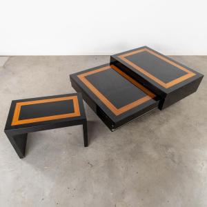 Coffee Table With Built-in Bar And Matching Side Table
