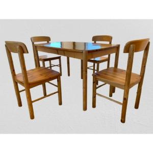 Pine Dining Room Set In The Style Of Rainer Daumiller