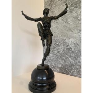 Art Deco Bronze Dancer Sculpture By Pierre Lauel