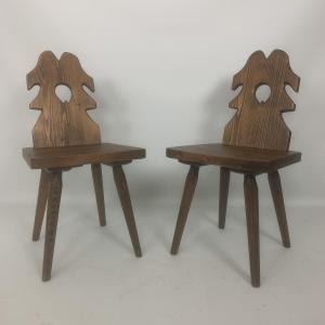 Pair Of Brutalist “arts And Crafts” Chairs 