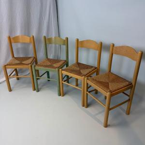 Set Of 4 Straw Chairs