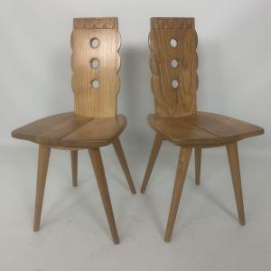 Pair Of Zakopane-style Brutalist Chairs 