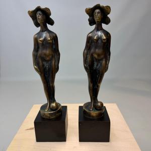 Two Bronze Statues Of Luigi Varga 