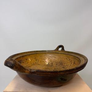 Large Antique Glazed Terracotta Bowl