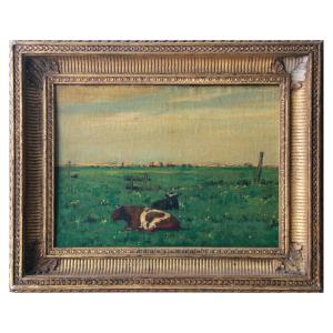 Oil On Panel, Rural Landscape From The Hague School 