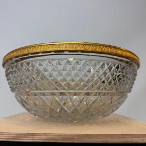 Antique Crystal Bowl With A Gold Rim. 