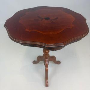 Tripod Side Table With Marquetry Top