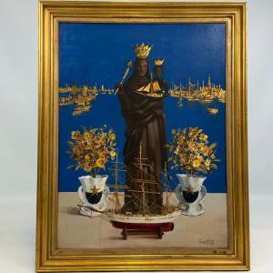 Oil On Canvas " Our Lady Of The Sea" By Georges Frederic