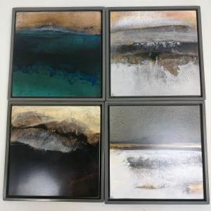 Set Of 4 Lacquer Paintings On Wood By Gérard Redoulès