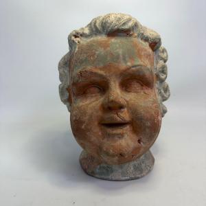 Architectural Cherub Head Made Of Terracotta
