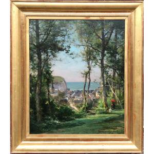 Berthelon Eugène View Of Etretat In 1897 Oil Signed Dated 1897 Certificat