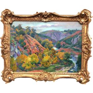 Smith Alfred Creuse Valley In Autumn Oil On Canvas Signed Certificate