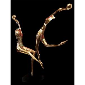 Sculpture With Two Dancers Stamped Unique Work