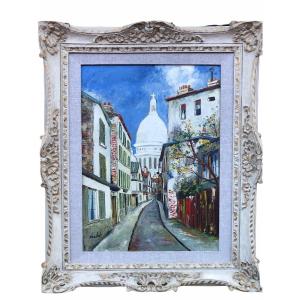 Maclet Elisée Painting 20th Paris Montmartre Sacred Heart Oil Signed Certificate Of Authenticity