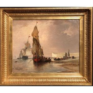 Noel Jules Le Tréport In 1870 Oil On Canvas Signed Located And Dated Certificate Of Authenticity