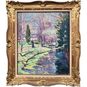 Alluaud Eugène Parc Victor Thuillat Limoges French School 20 Centuryoilcanvassignedcertificate
