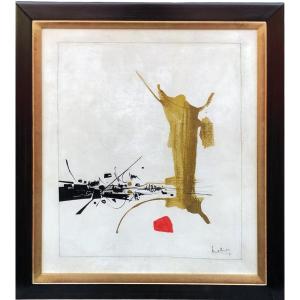 Georges Mathieu Composition Oil On Parchment Signed And Dated 1961 Certificate Committee G Mathieu