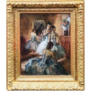 Marcel Cosson, 20th Century Painting, Paris Opera, Dressing Before The Performance, Oil On Canvas, Signed