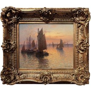 Timmermans Louis, French School, 20th Century, Marine, Return From Fishing, Oil On Panel, Signed, Dated, Certificate