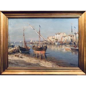 Henry Malfroy, Seascape "view Of Provence", Oil On Canvas, Signed, Certificate Of Authenticity