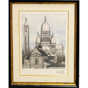 Buffet Bernard Paris Le Sacré Coeur 1985 Color Engraving Signed Certificate
