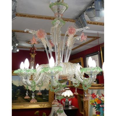 Murano Old Chandelier Venice 20th Century 8 Lights
