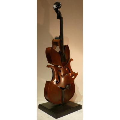 Arman Bronze Sculpture 20th Century Signed Violin Coupe II Tribute To Picasso Modern Art