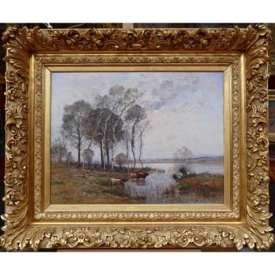 Japy Louis Aimé French School Painting 19th Century Barbizon School Oil On Canvas Signed