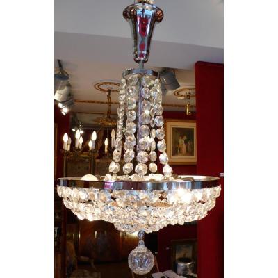 20th Century Period Fountain Chandelier Art Deco Baccarat Crystal Suspension