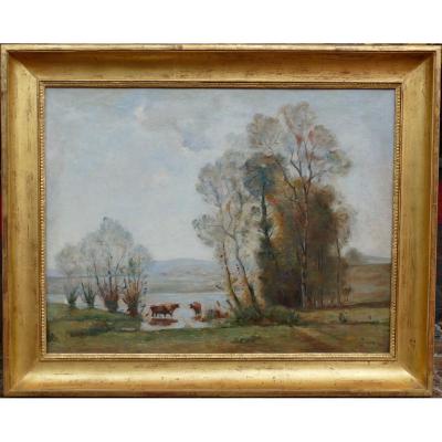 Japy Louis Aimé French Painting 19th Century Barbizon School Oil On Canvas Signed