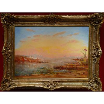 Duvieux Henri French School Painting Orientalist 19th Constantinople Sunny Oil Signed