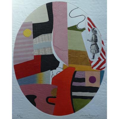 Papart Max Children's Games Lithograph Composition 20th Century Signed