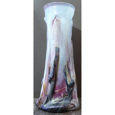 Novaro Blown Glass Vase Signed And Dated 1989