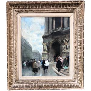 Herve Jules Painting 20th Century Prestige Evening At The Paris Opera Oil On Canvas Signed