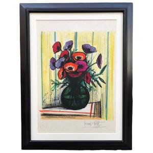 Buffet Bernard Les Anémones Original Lithograph Colors Signed