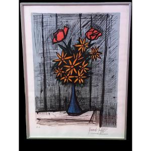Buffet Bernard Still Life With Daisies And Roses Justified Color Lithograph