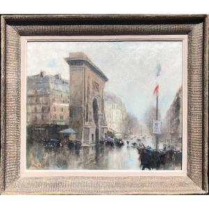 Herve Jules Impressionist Painting 20th Paris Porte St Martin Grands Boulevardsoiilcanvassigned