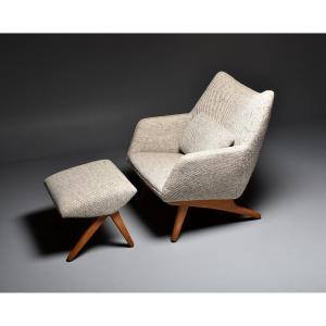 Illum Wikkelso Armchair And Ottoman Denmark 1960