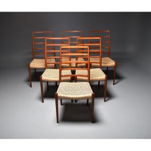 Set Of 6 Niels Otto Moller Teak Danish Chairs