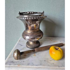 Silver-plated Copper Holy Water Bucket And Sprinkler 