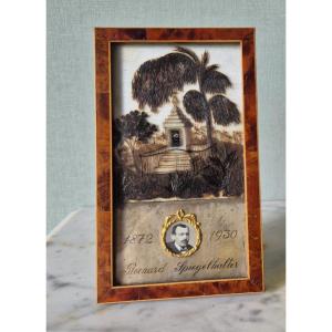 Mourning Keepsake - Hair Keepsake Burl Wood Frame