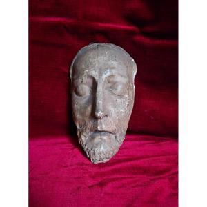 Patinated Plaster Death Mask, 19th Century - Almost Christ-like Face 