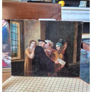 The Music Lesson. Oil On Venetian Canvas, 19th Century 