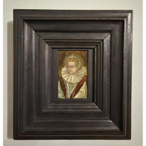 Miniature Oil On Copper Woman From The High Renaissance