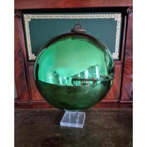 Green églomisé Pardon Ball 17 Cm Or Witchball