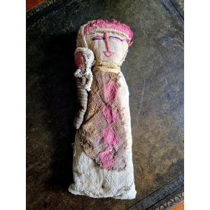 Funerary Art - Chancay Doll In Pre-columbian Mortuary Cloth Circa 1930