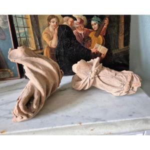 Pair Of 18th Century Terracottas - Baroque Hand And Arm
