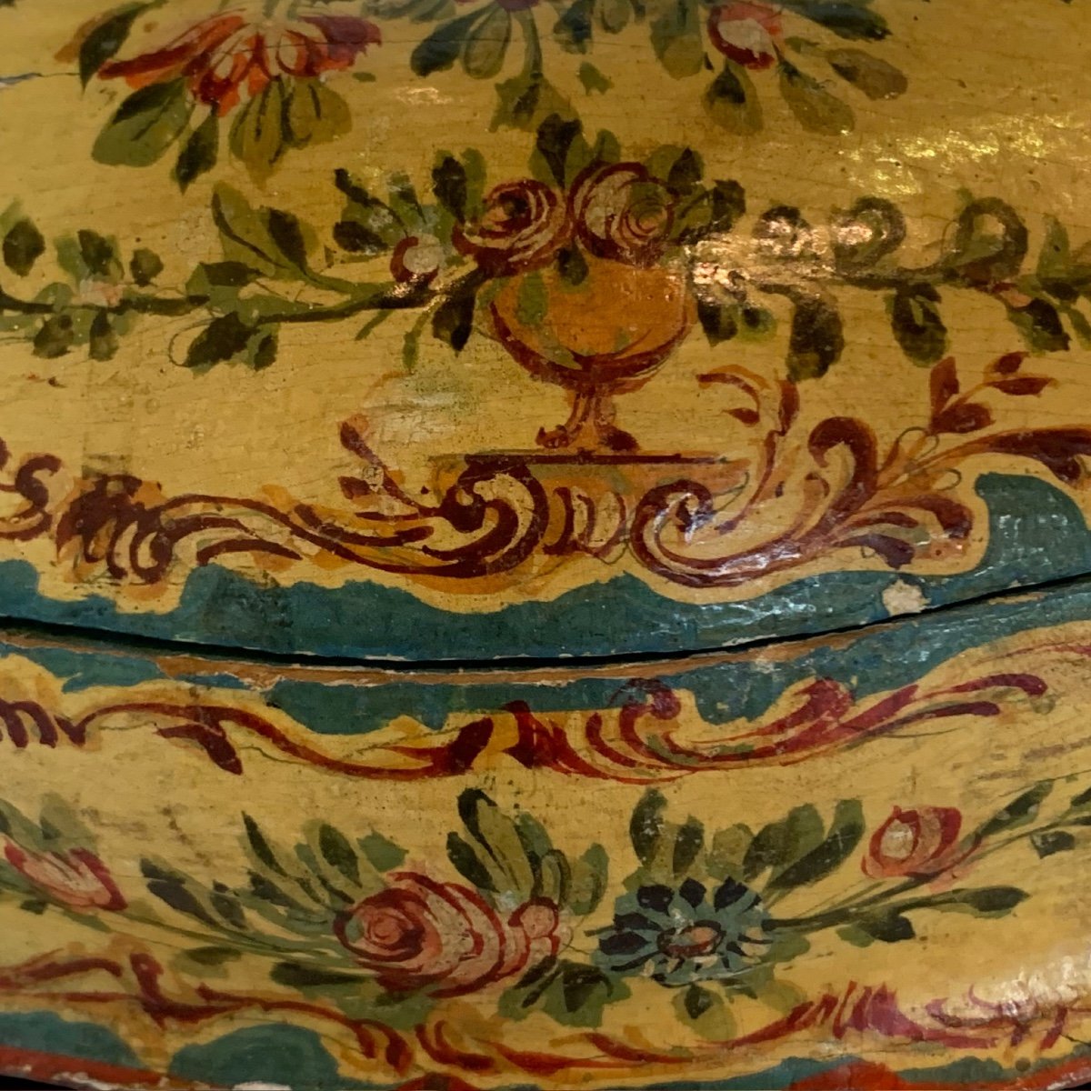Scatola in legno dipinto, arte veneziana, meta’ secolo XVIII-photo-6